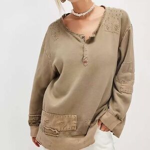 Magnolia Pearl Distressed Tan Sweatshirt